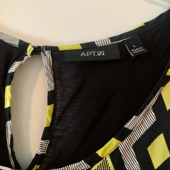 L Apt 9 Black, white, and yellow geometric print tank top - Picture 2 of 6